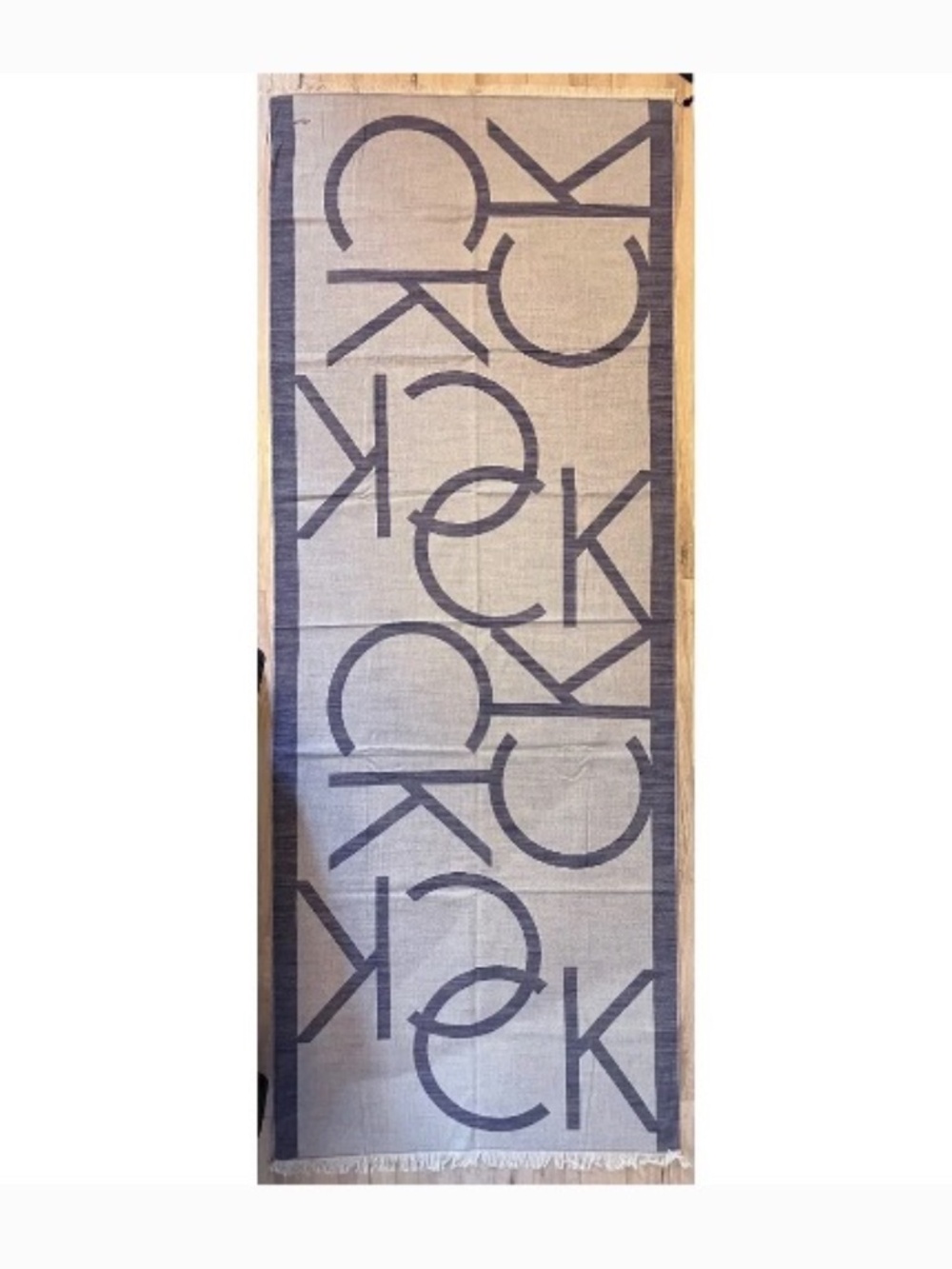 Calvin Klein ck Jumble Logo Pashmina Scarf : Chambray Blue : New PrePro Sample